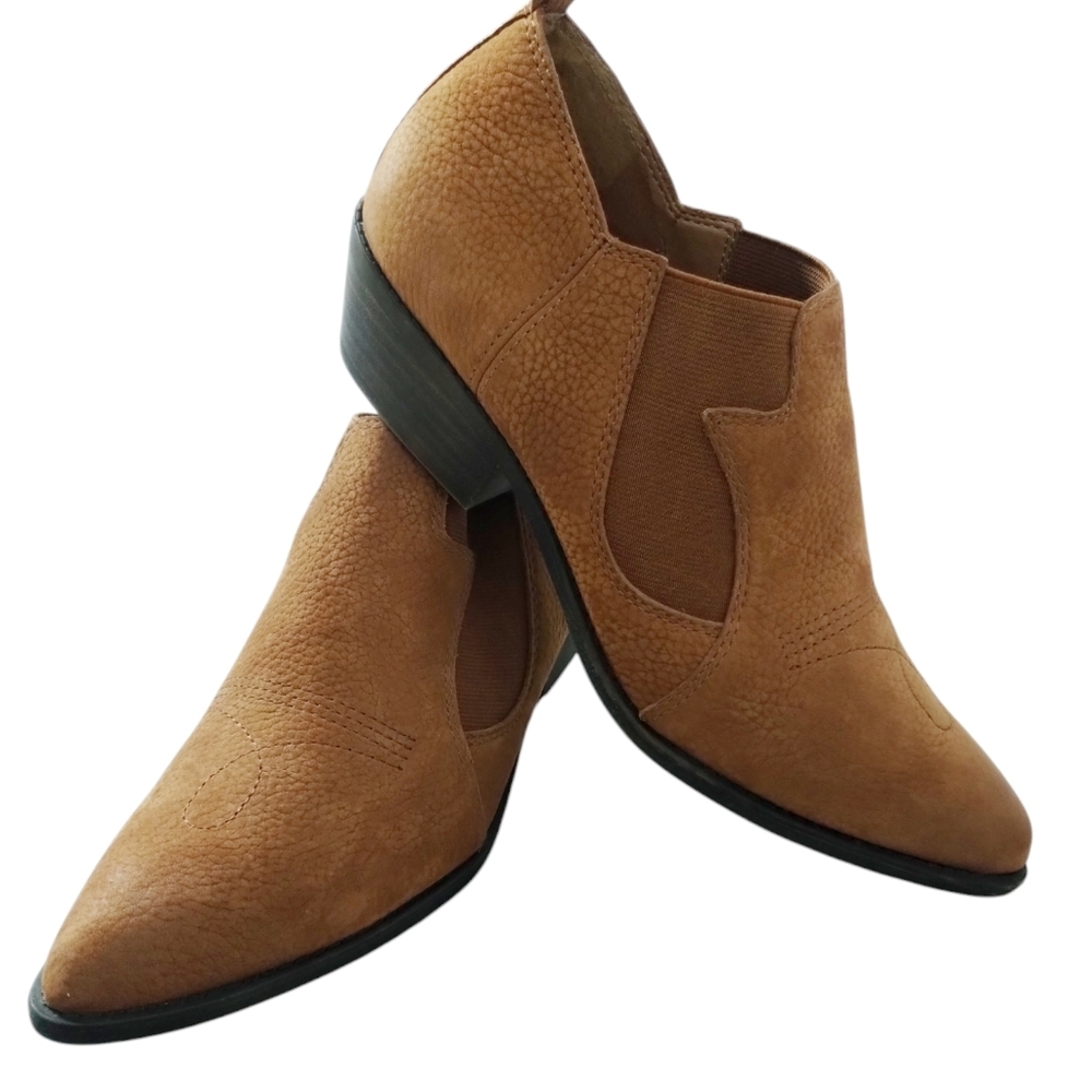 Lucky Brand Women's Joelle Embossed Nubuck Ladies Western Booties Size 9.5 Cowgi
